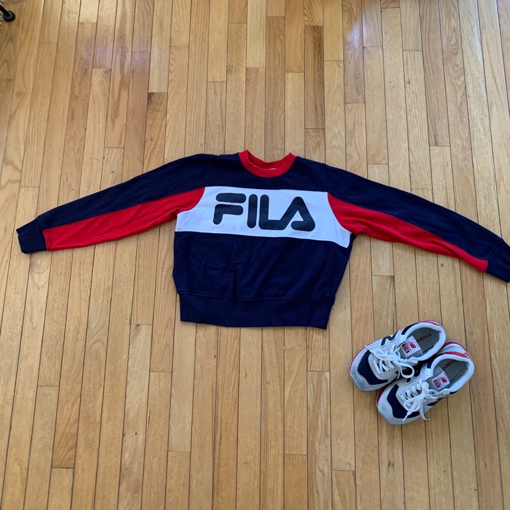 fila colorblocked cropped crewneck sweatshirt